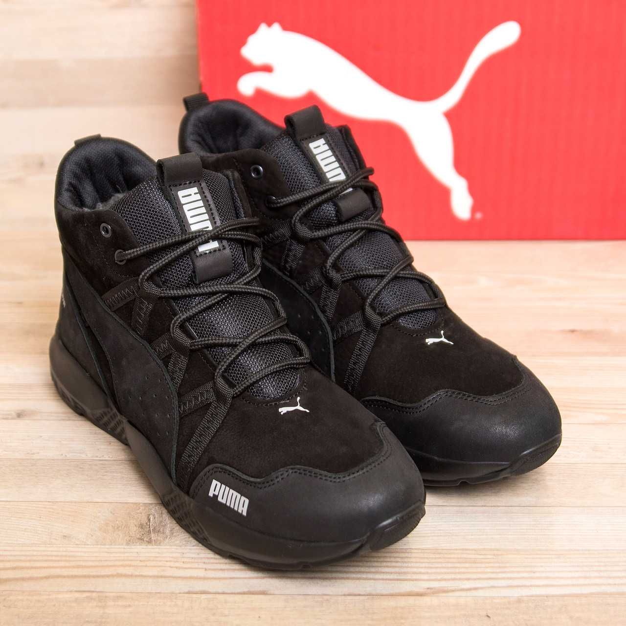 Мужские зимние кожаные ботинки Puma Runner Black