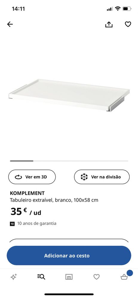 Tabuleiro extraivel IKEA