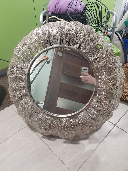 Lustro okrągłe dekoracyjne ażurowe glamour