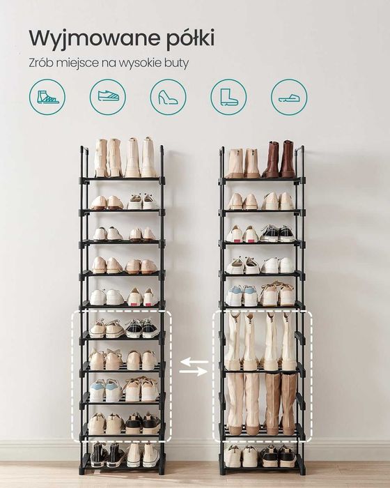 Organizer do przechowywania butów wysoki 10 poziomów czarny nowy