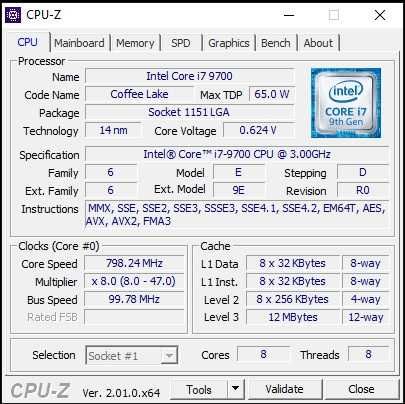 Procesor Intel core i7-9700