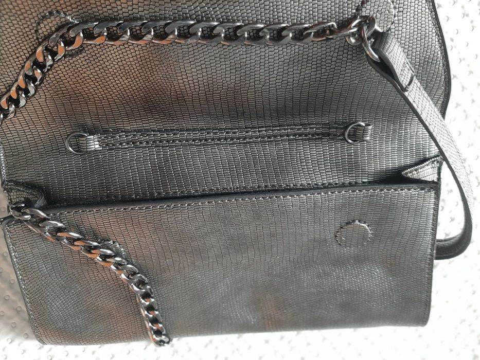 NOWA torebka kopertówka ZARA BASIC perłowa, skóra węża
