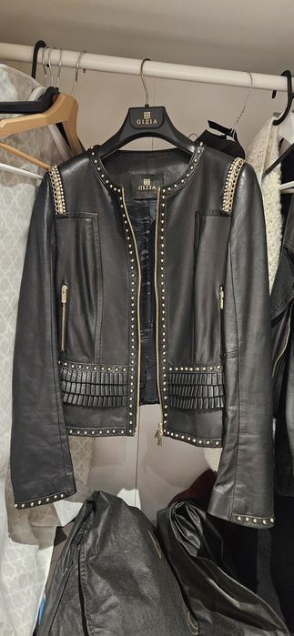 Skórzana kurtka ramoneska styl biker.