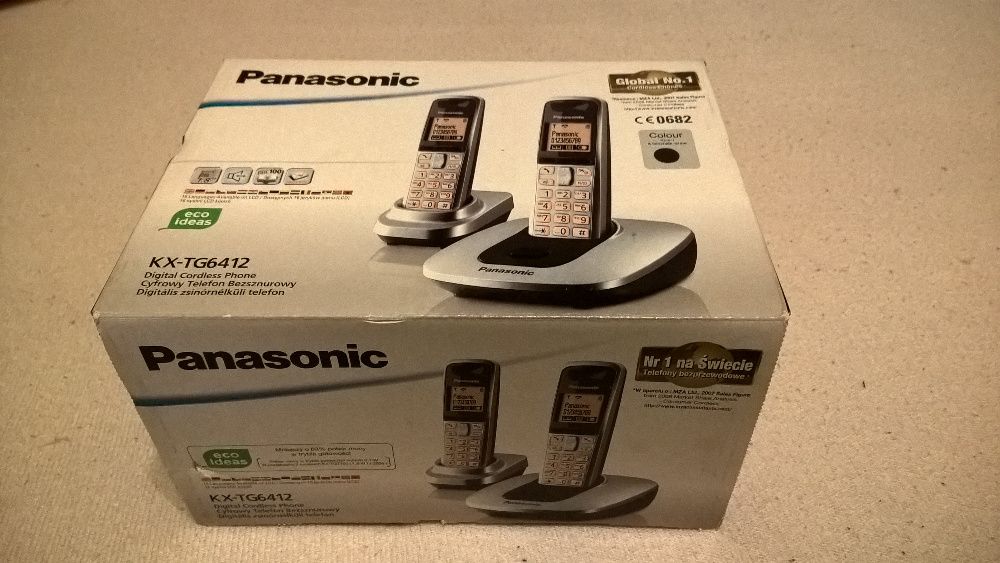 Telefon bezprzewodowy Panasonic KX-TG6412 - 2 słuchawki, czarny.