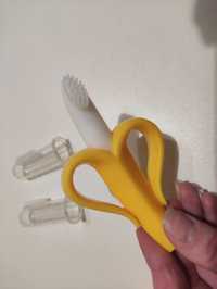 Гризунець бананчик, силіконова зубна щітка на палець для перших зубів
