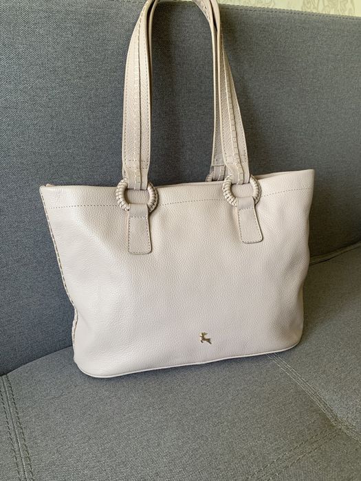 Шкіряна сумка ashwood жіноча беж кожаная