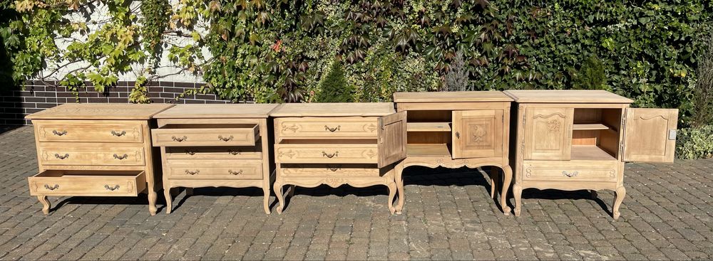 Komoda ludwikowska oczyszczona dąb Ludwik XV stylowa gięte nóżki