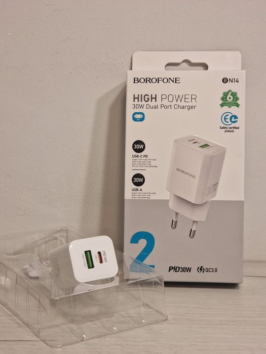 Ładowarka sieciowa BN14 Royal GaN - USB + Typ C - QC 3.0 PD 3.0  30Wat