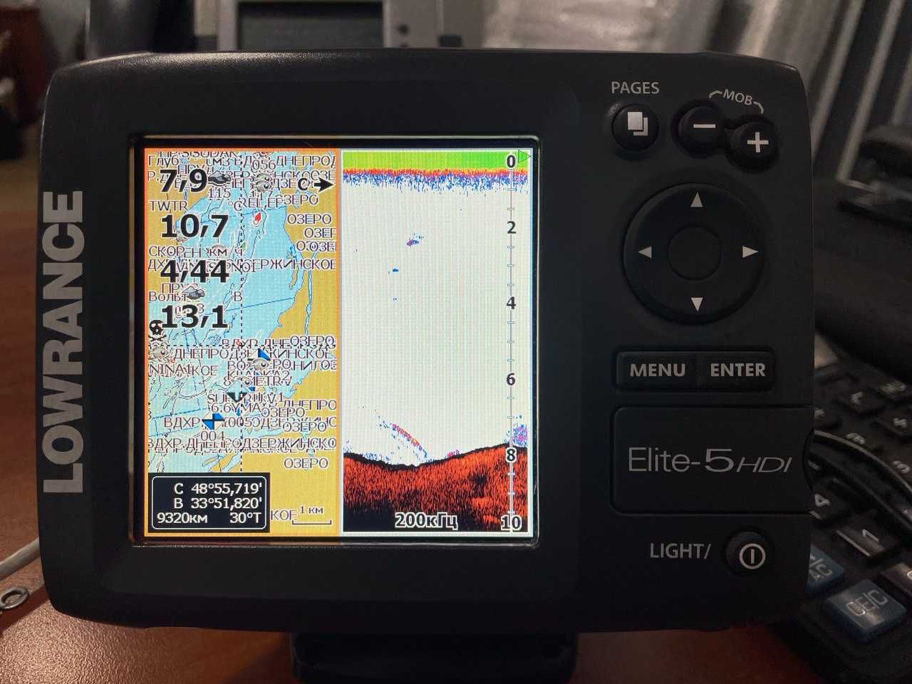 GPS Эхолот- картплотер Lowrance Elite 5 HDI + карта Днепра