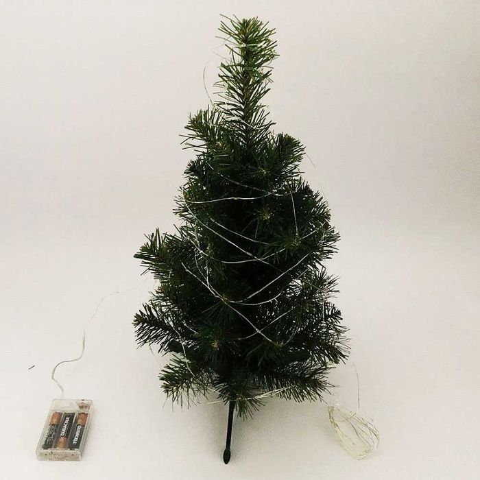 Гірлянда світлодіодна роса на батарейках зелена, провід прозорий, 5м