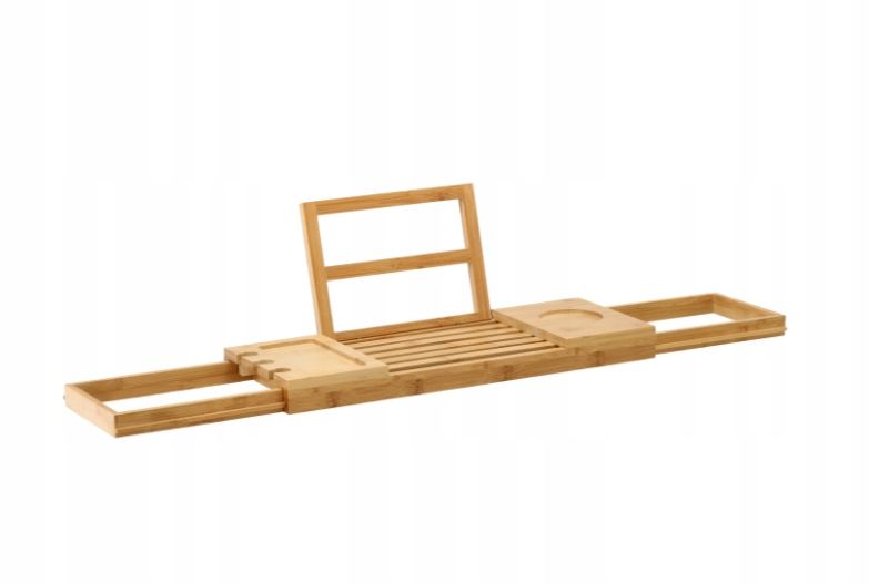 Bambusowa Półka Na Wannę Łazienkowy Organizer Regulowana Taca