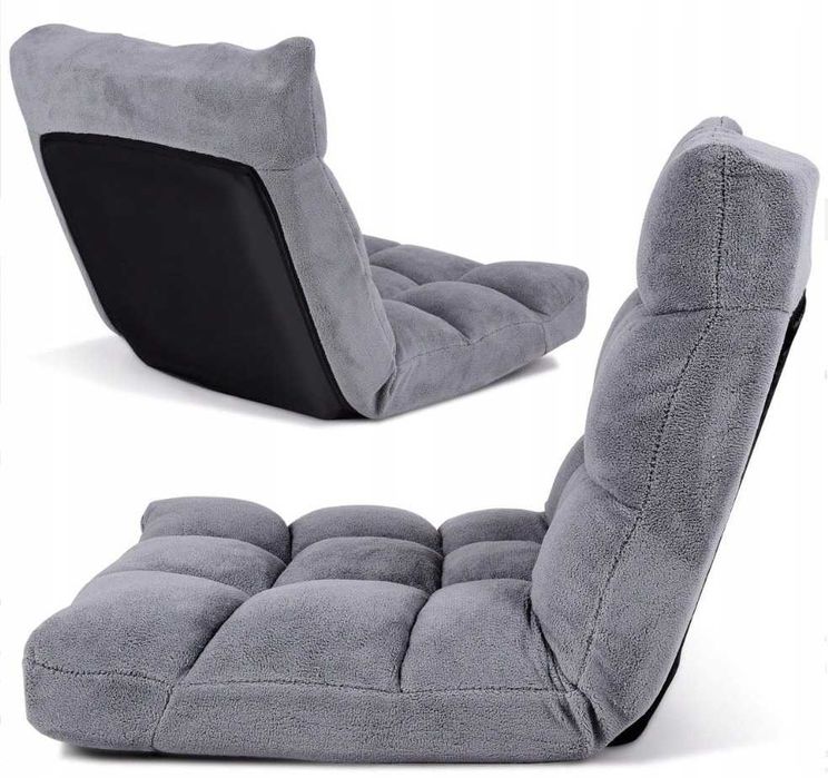 Fotel rozkładany podłogowy leżanka szary Costway