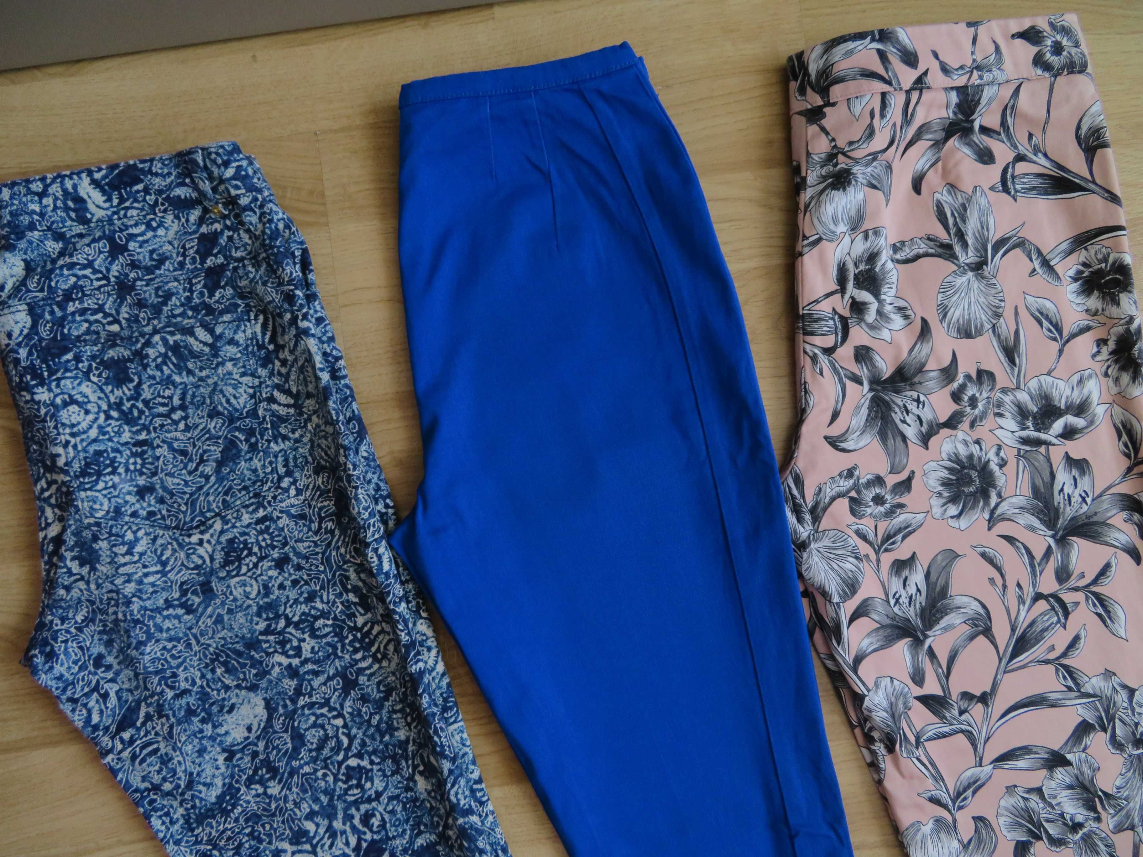 H&M F&F Primark Zestaw modne spodnie damskie materiałowe KWIATY  36 S