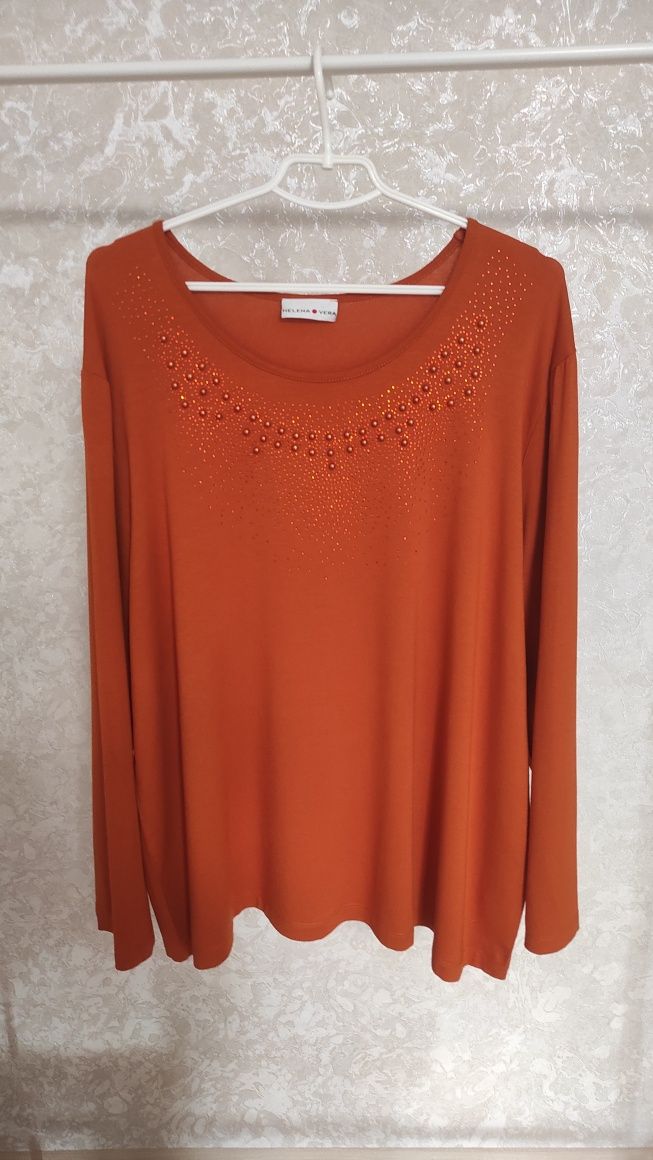 Гарна помаранчева блуза з віскози великий розмір