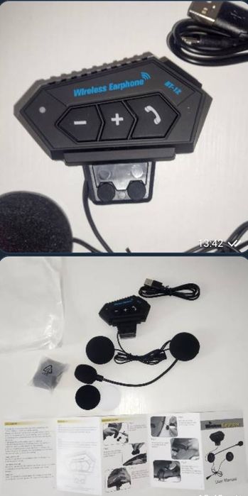 Мото гарнітура BT 112 Bluetooth, Мото повороти Led, зарядка АКБ 2-4-6А