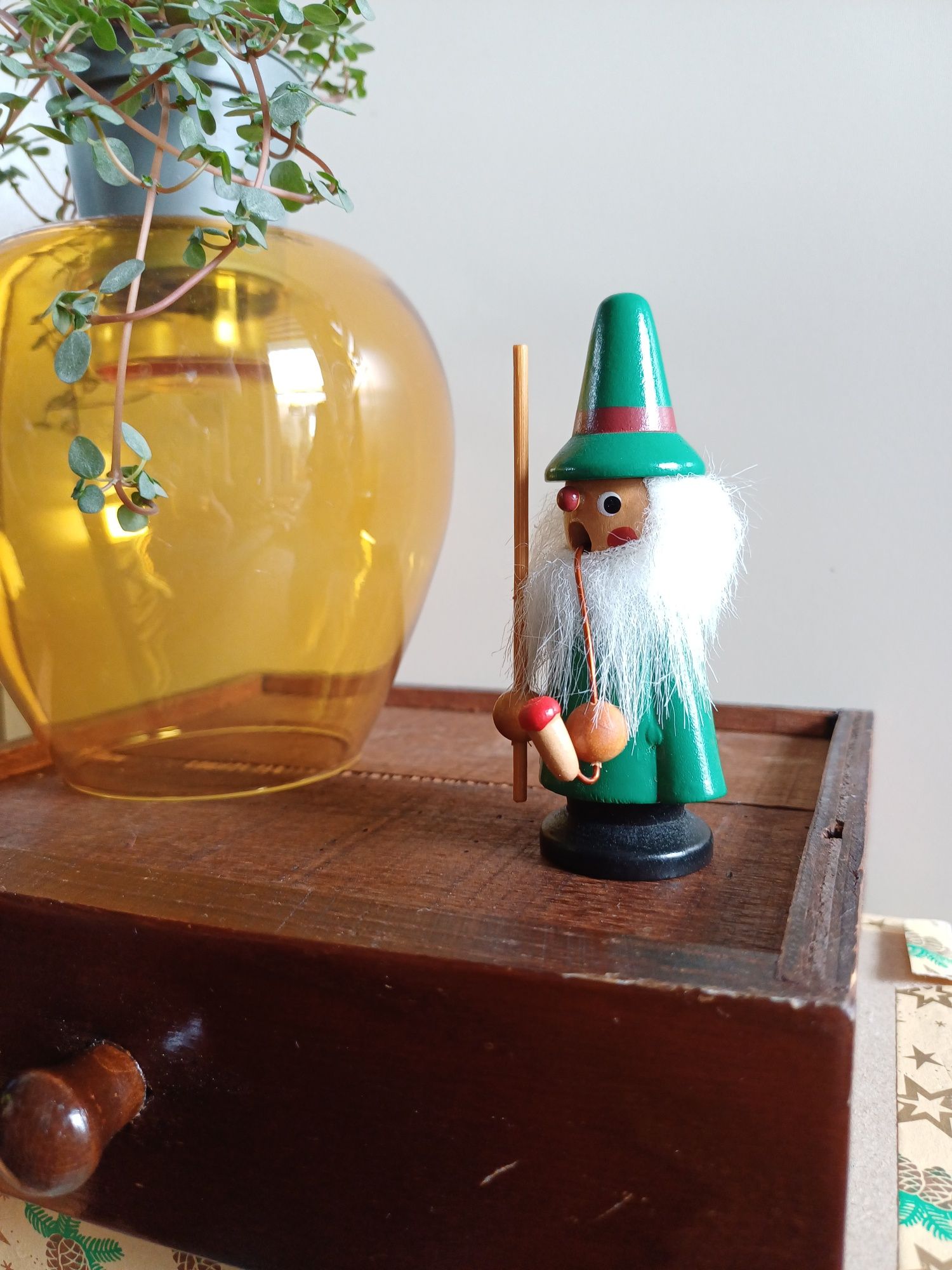 Palacz nutcraker figurka drewniana vintage kadzidełko dziadek