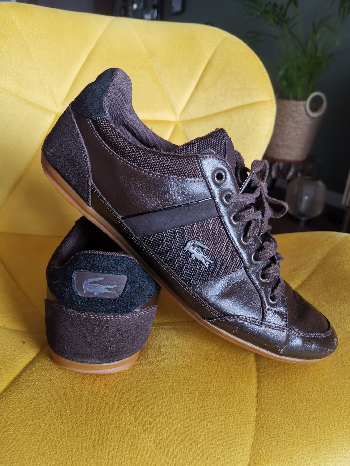 buty skórzane lacoste 42/43 27,5cm brązowe B.d stan