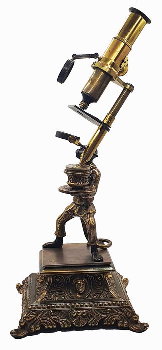 Brass reproduction of a “monkey microscope”