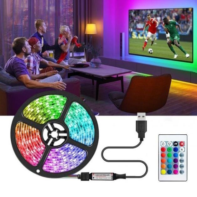 Світлодіодна стрічка SMD 5050 RGB LED 5 м IP65 з пультом та блоком жив