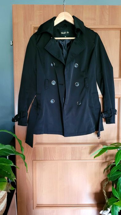 Elegancka czarna wiosenna kurteczka trench  36 S