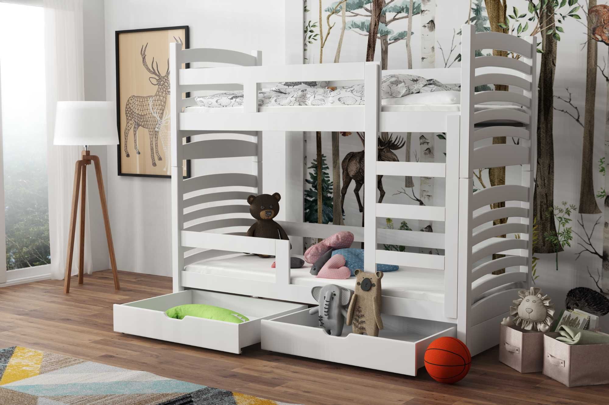 Łóżko dla 2 dzieci piętrowe sosnowe OLAF kolory do wyboru