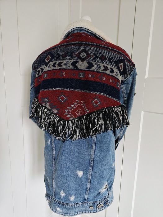 Nowa kurtka jeansowa Zara na baranku Aztecka XS-S