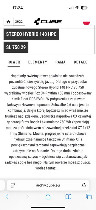 Rower elektryczny stereo hybrid 140S Cube