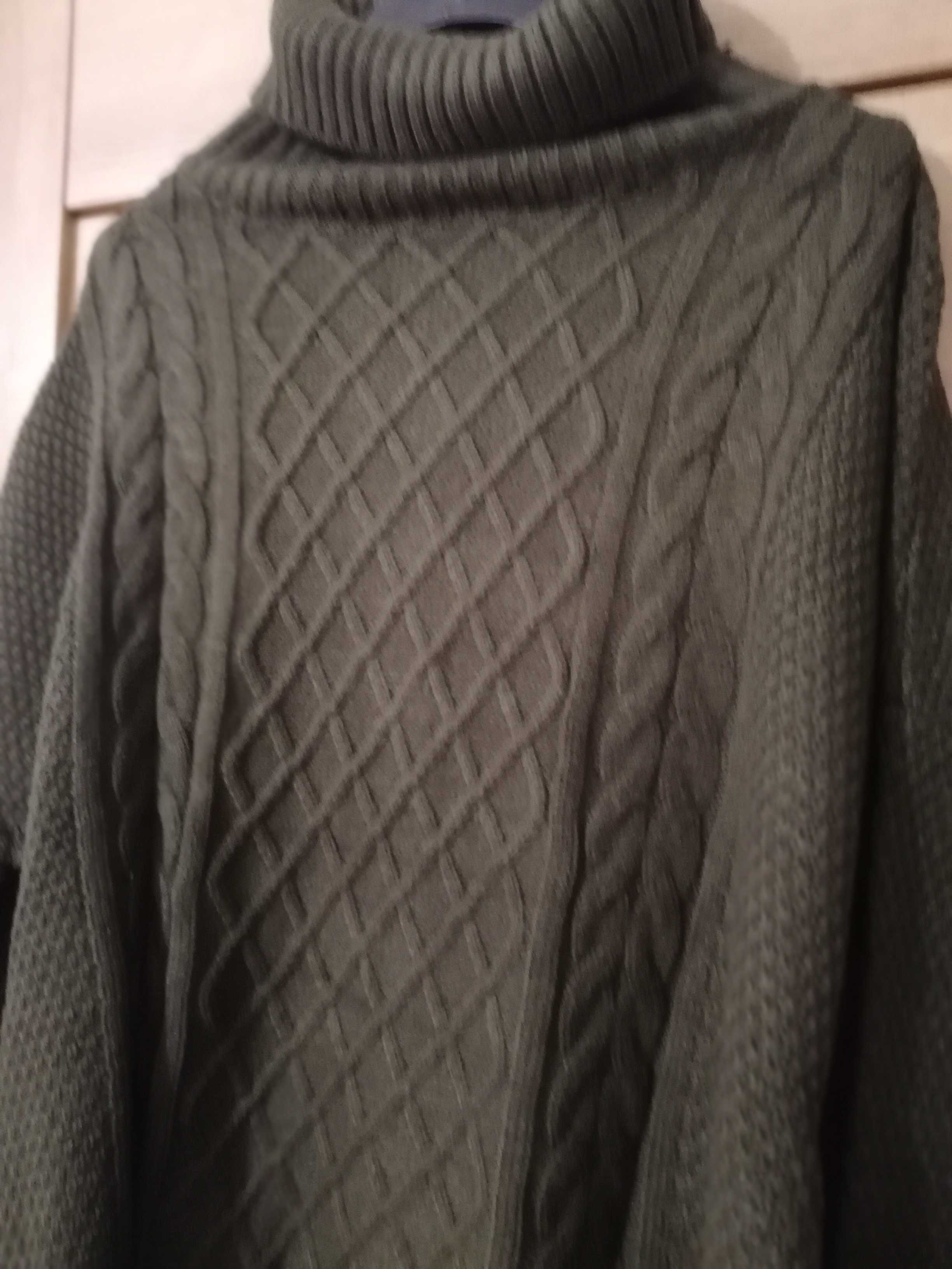 Męski sweter z golfem  Zielony L