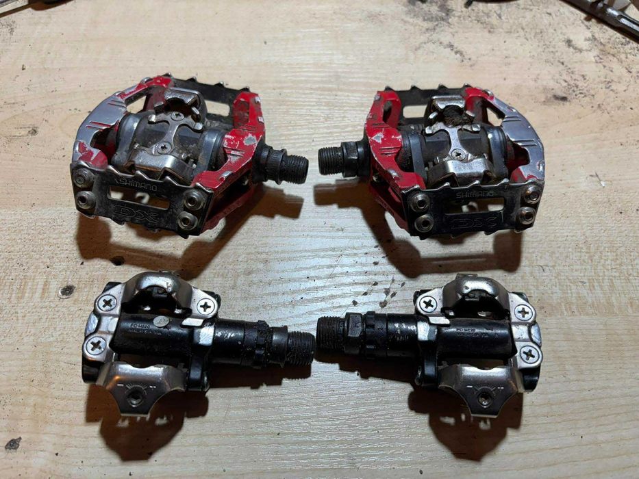 Dwie pary RAZEM - Pedały rowerowe Shimano  PD-M636 i PD-M520 używane