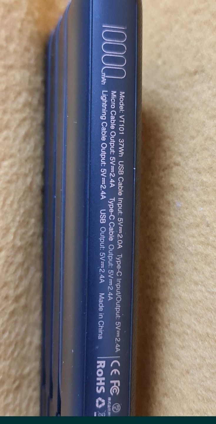 powerbank VEEKTOMX VT101 z wbudowanymi kablami  1000 mAh