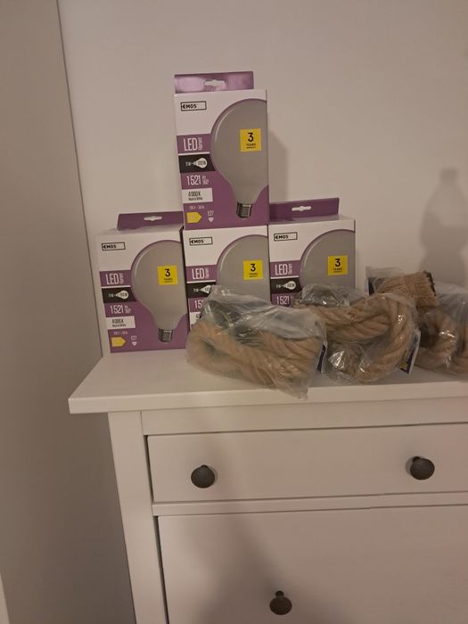 Lampa wisząca. Sznur pleciony + żarówka