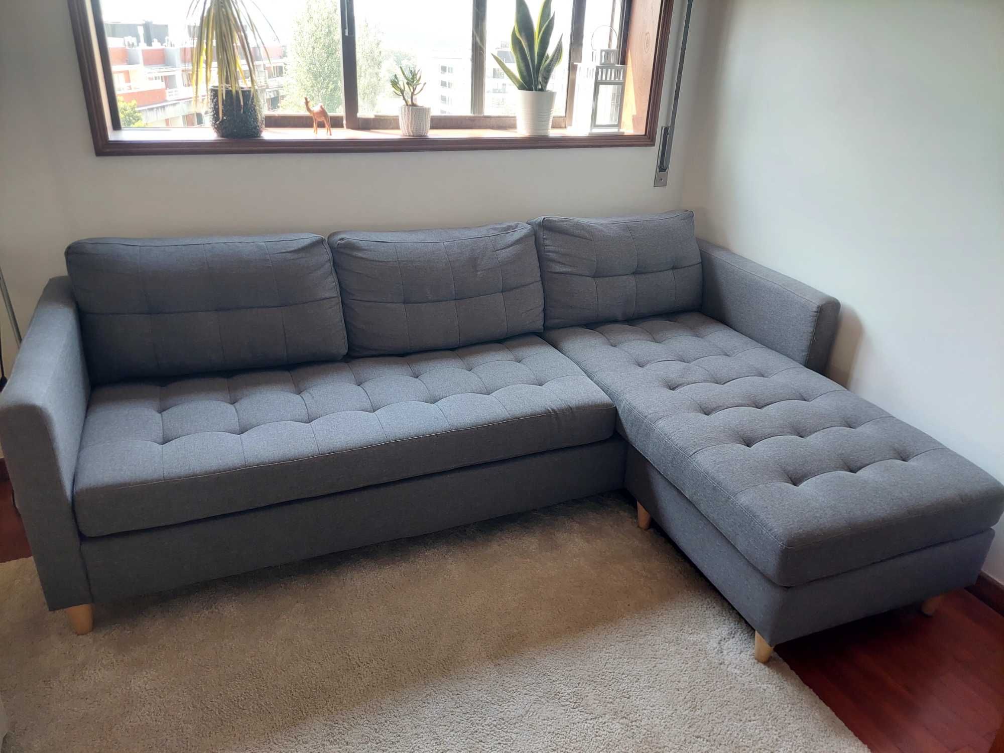 Sofá FALSLEV chaise-longue cinzento