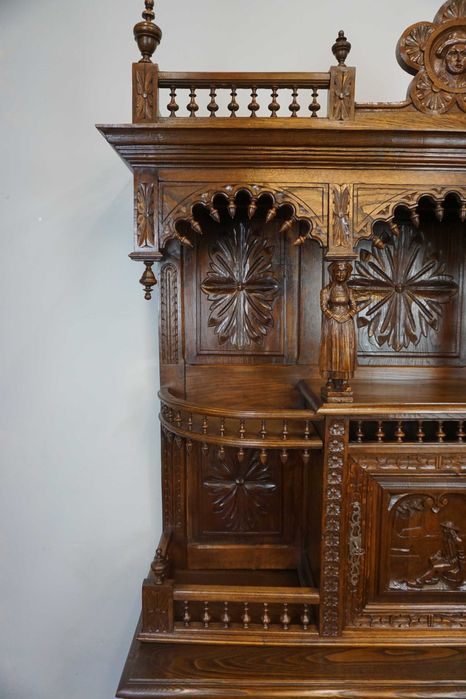 Stary Niespotykany Bogato Rzeźbiony Kredens BRETOŃSKA FIGURY