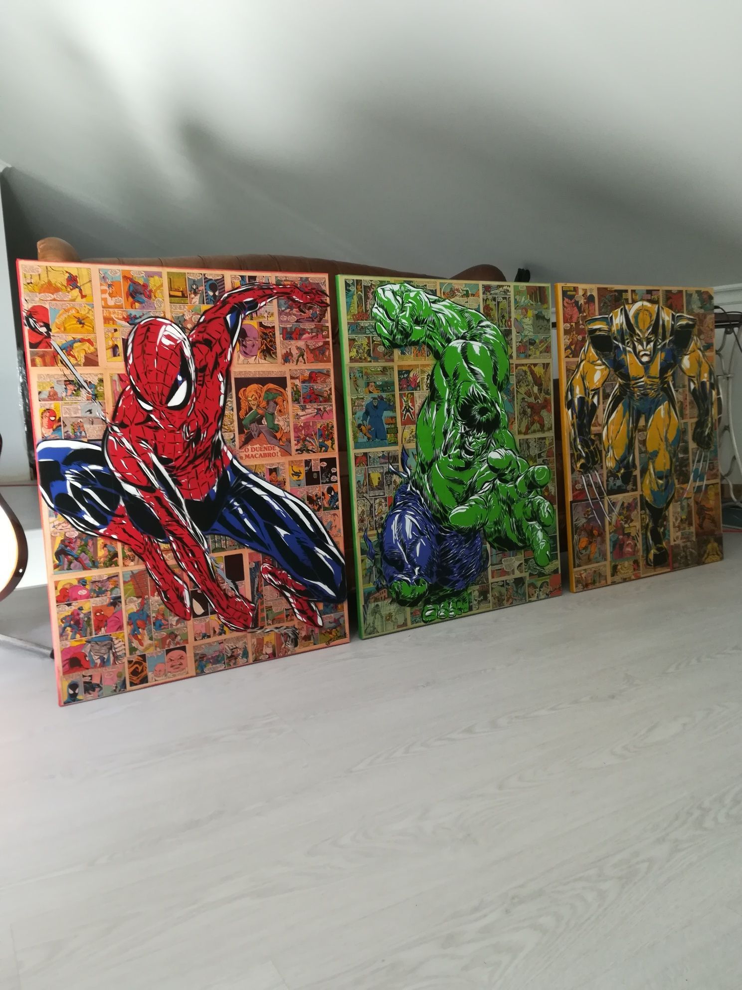 Spiderman, Hulk, Batman... Pinturas originais em tela