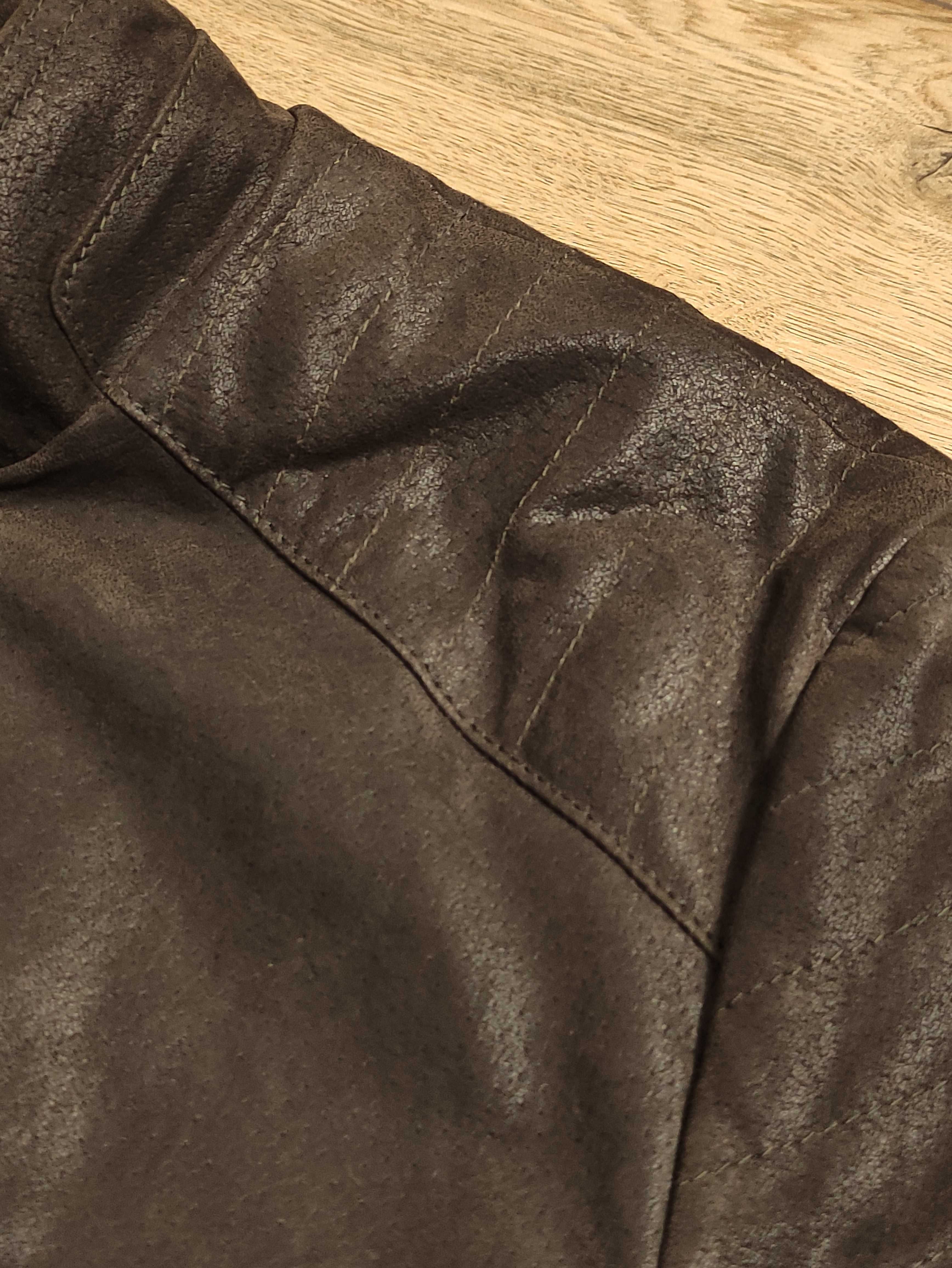 Куртка нова шкіряна шоколадна чоловіча р. L під байкерська замшева