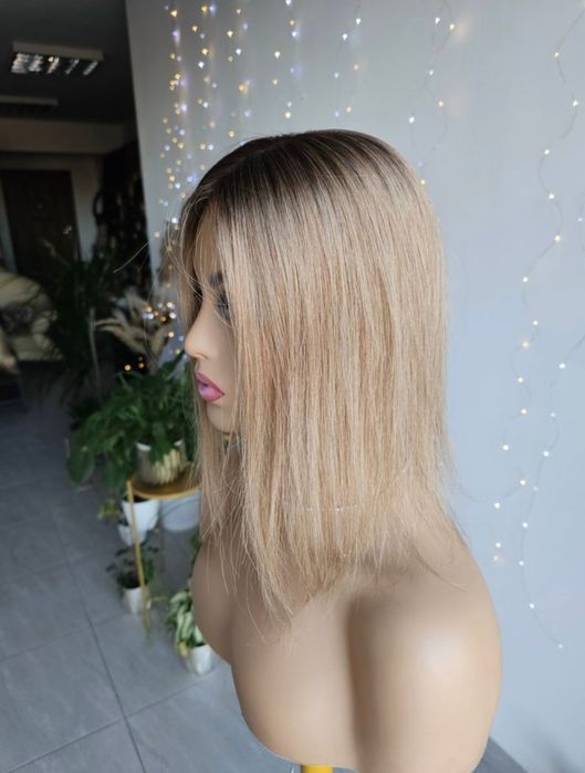 Tupet topper z włosów naturalnych Monika piaskowy blond z odrostem