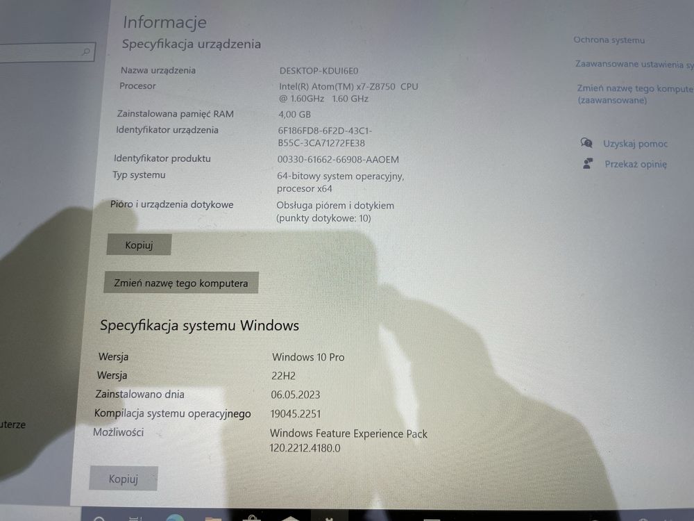 Tablet Lenovo 10 cali win 10 pro 4/128 + zasilacz