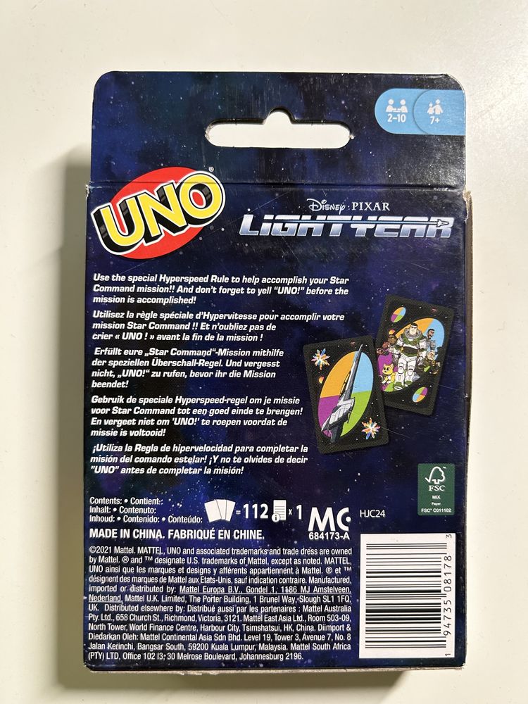 Jogo cartas UNO Júnior ou Lightyear