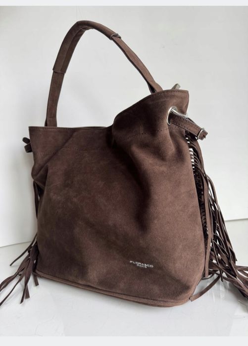 Torebka zamszowa Czekoladowa  Flora&Co