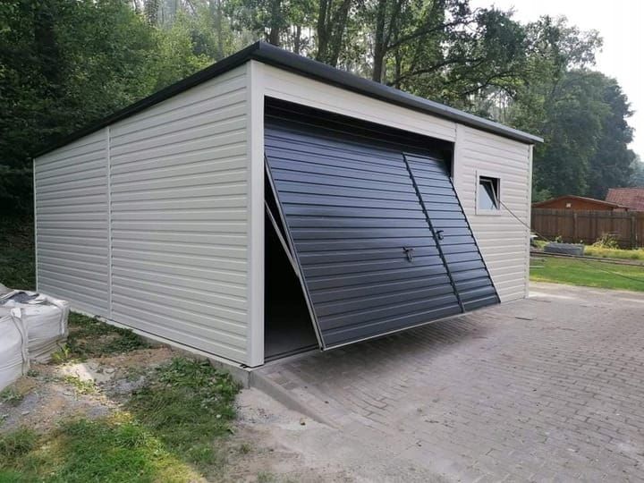 Garaż jednostanowiskowy 6x6 m - Dach jednospadowy, Brama uchylna autom
