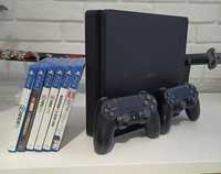 Playstation 4 Slim 1TB 2 pady + gry