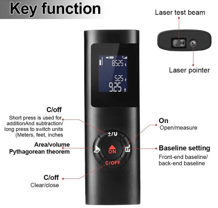 Мини лазерная рулетка дальномер 60м
