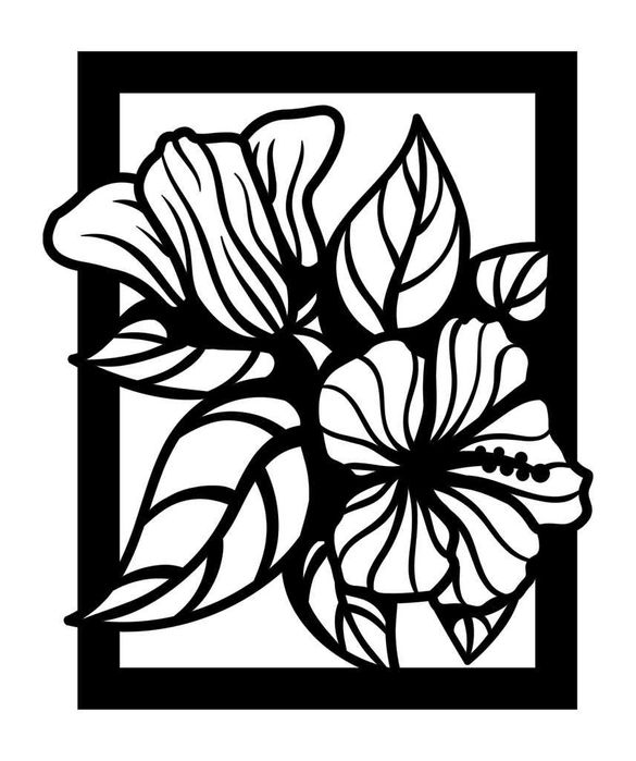 Ażurowy obraz kwiatowy z MDF 3 mm – 70x59 cm