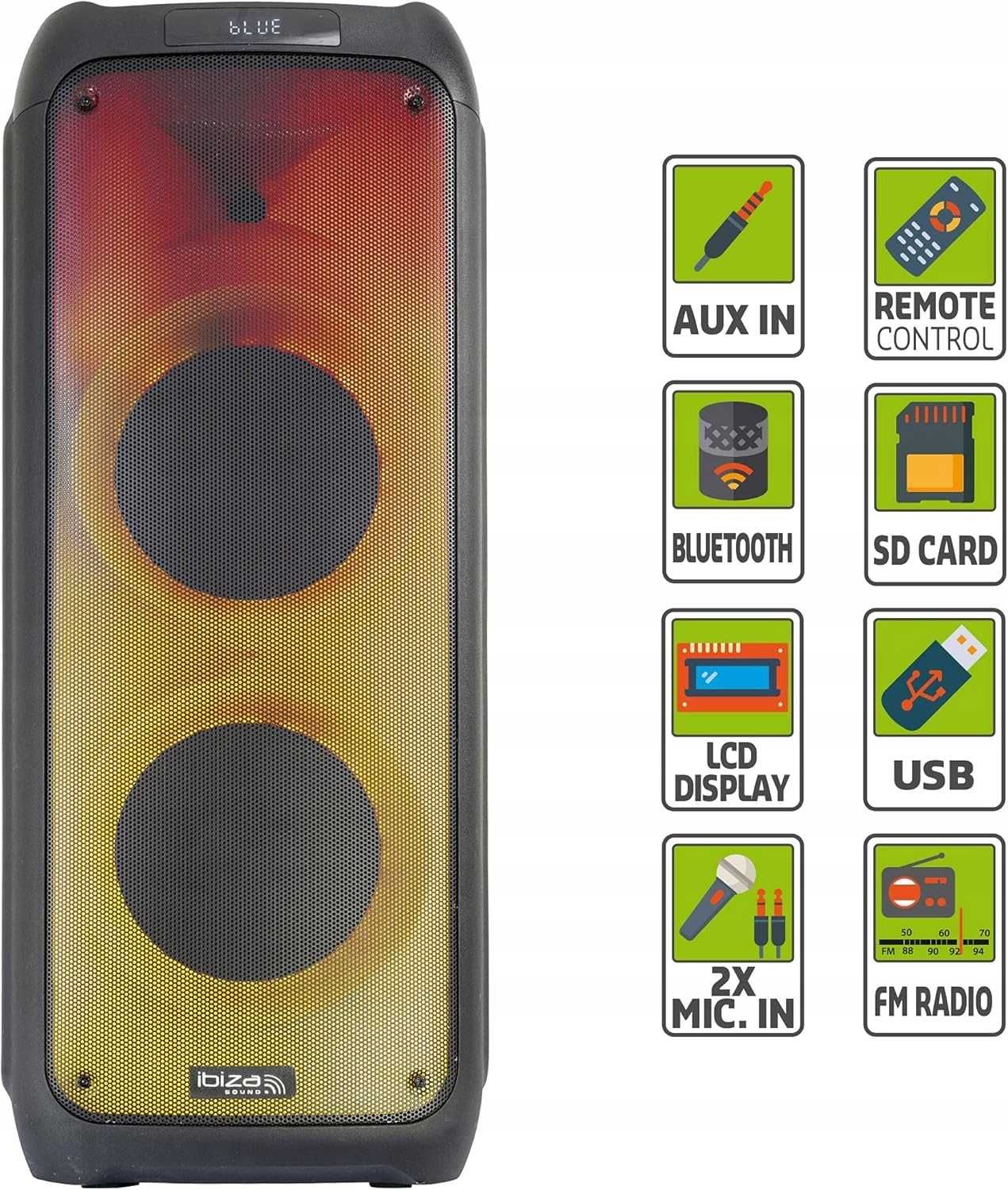 Głośnik Aktywny Bluetooth Kolumna Estradowa Ibiza WAVE 10 800W 2x10"