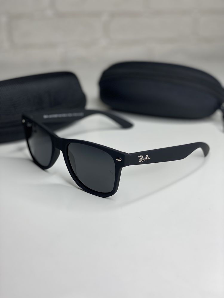 Мужские солнцезащитные очки Ray Ban POLARIZED черные Wayfarer рей бен