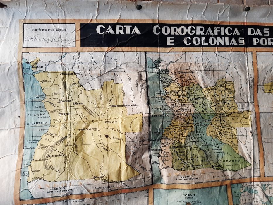 Antigo mapa carta corográfica das ilhas  e Colónias Portuguesas