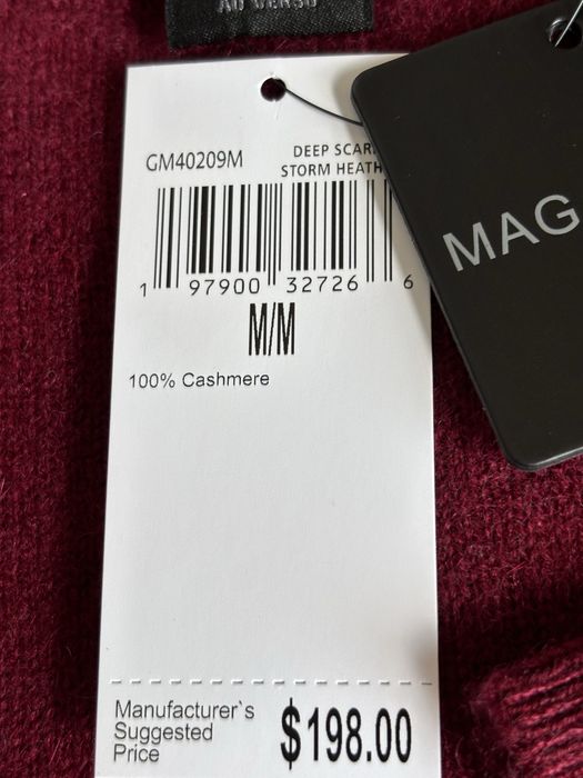 Sweter kaszmirowy męski kolor burgundowy Magaschoni  rozmiar M