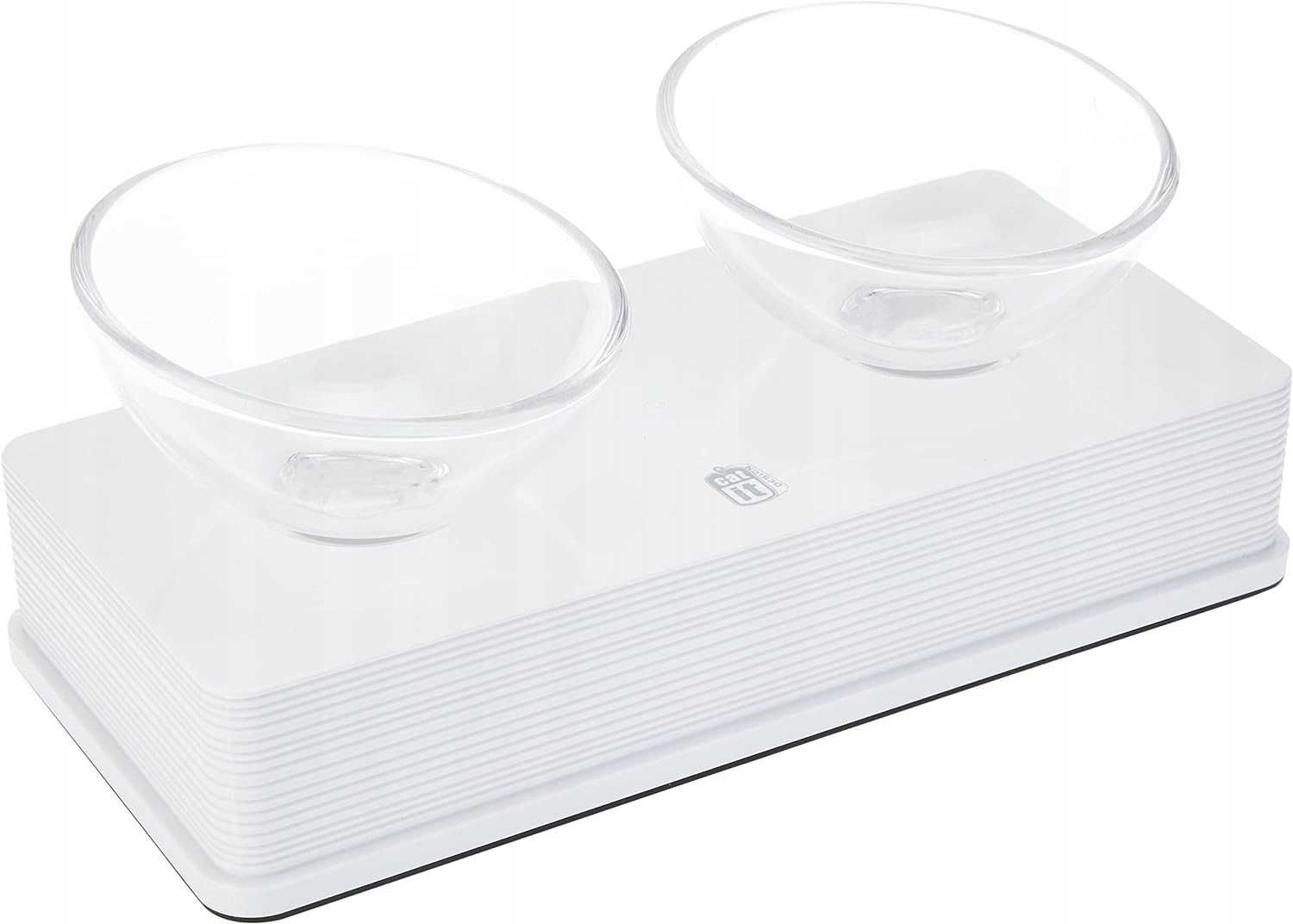 CATIT Zestaw misek na podstawce dla kota Style Glass Diner, biały