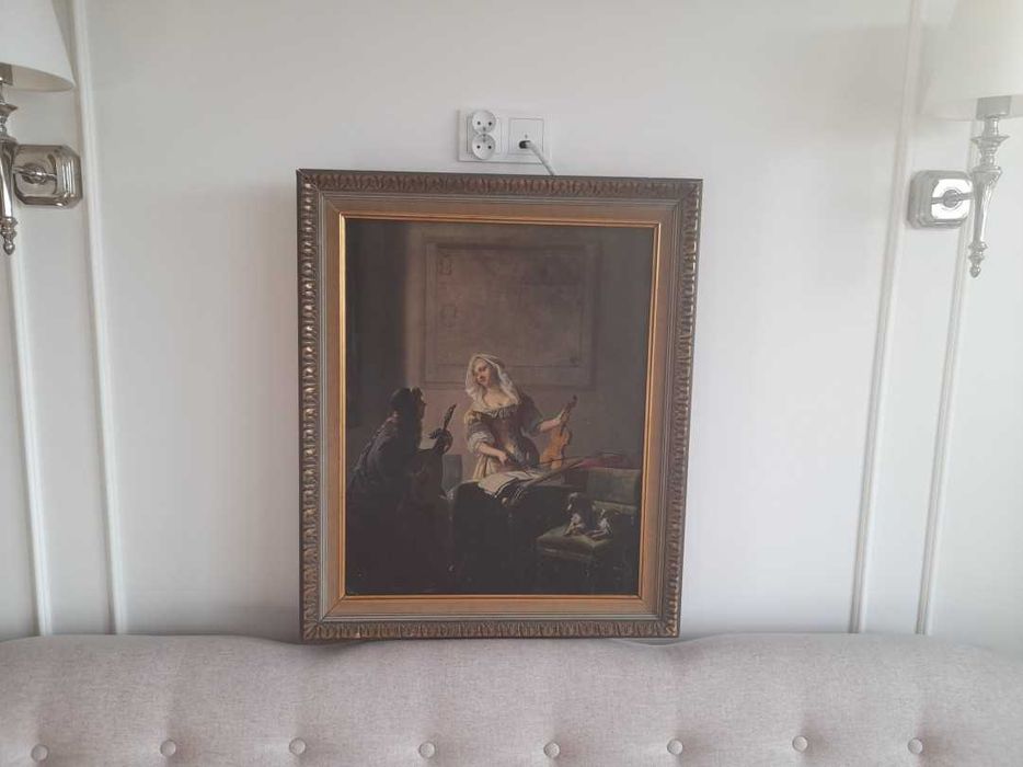 Obraz, Rama drewniana, rzeźbiona, bogata, wymiary: 64,8 cm x 77,1 cm