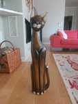 Kot z drewna figurka